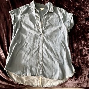 JCrew denim sz small short sleeve pullover top- color is darker than in pictures